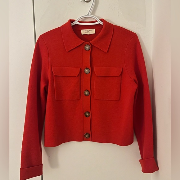 Sezane Betty Sweater and Caridgan in Red Coral - Picture 3 of 7